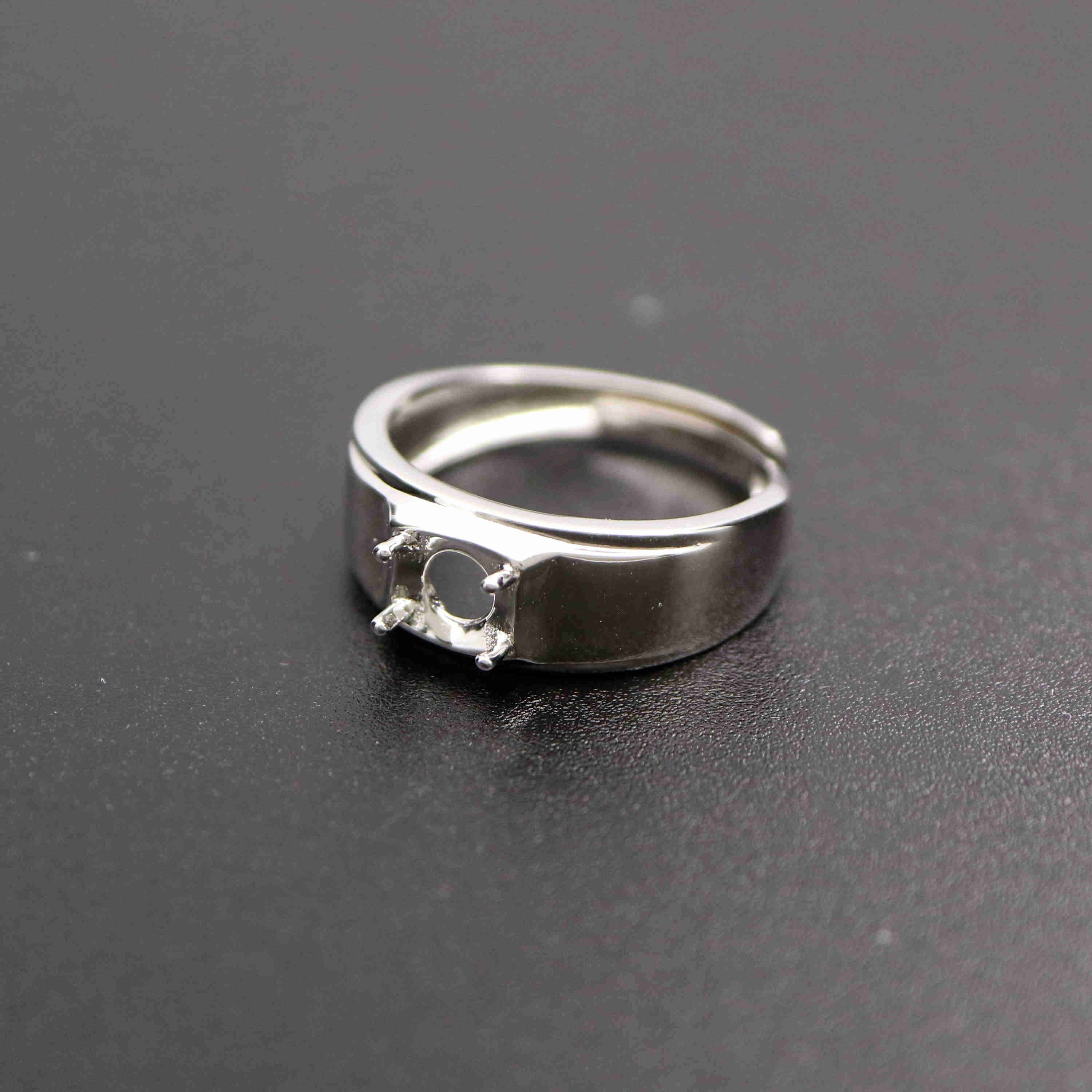 1Pcs 5-9MM Round Gems Cz Stone Prong Setting Solid 925 Sterling Silver Bezel Tray DIY Adjustable Ring Settings For Men 1214020 - Click Image to Close